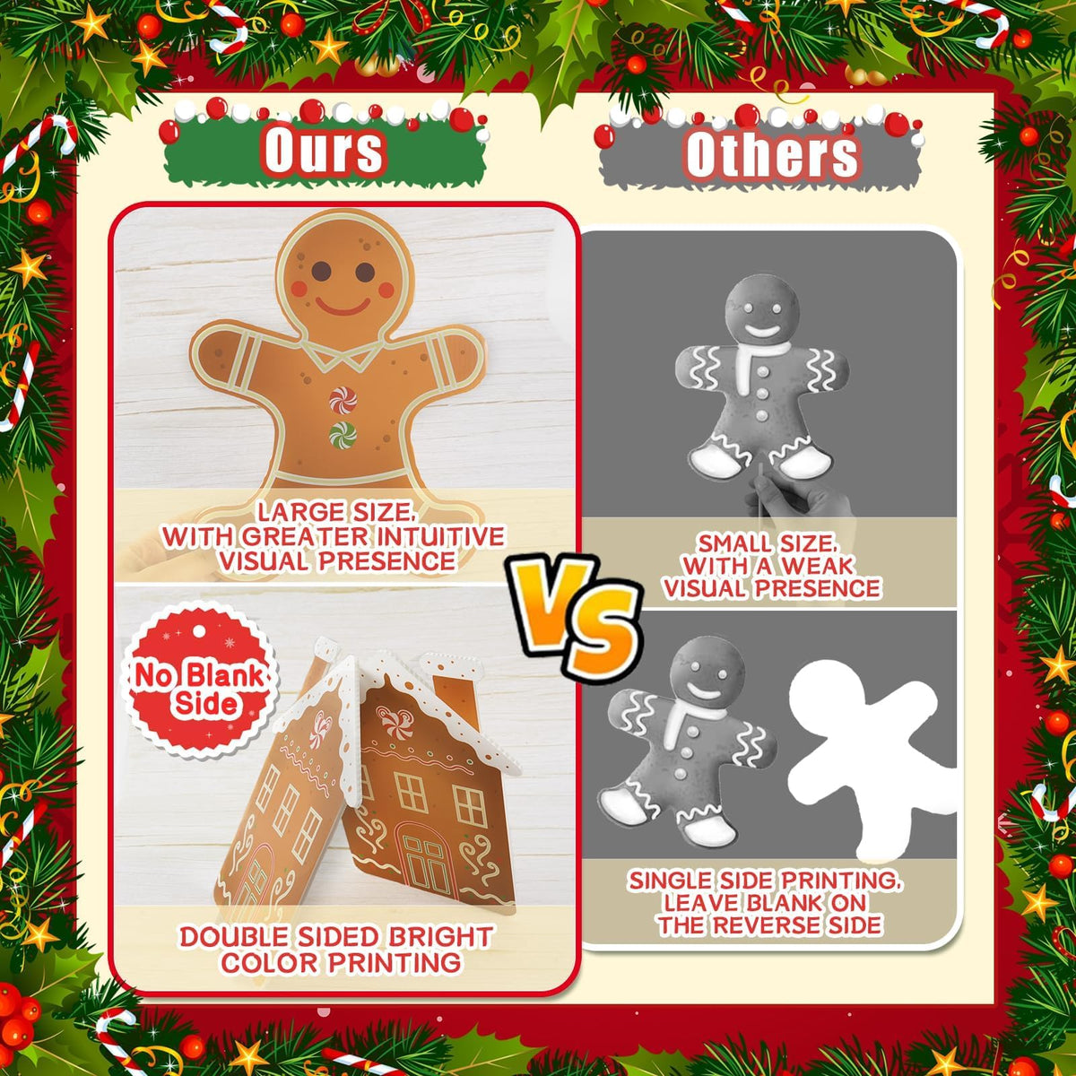 8 Pcs Christmas Tree Decorations Picks, Large Gingerbread Man Christmas Tree Picks, Xmas Gingerbread Man Tree Topper Ornaments for Xmas Trees Winter Holiday Home Party Vase Decor