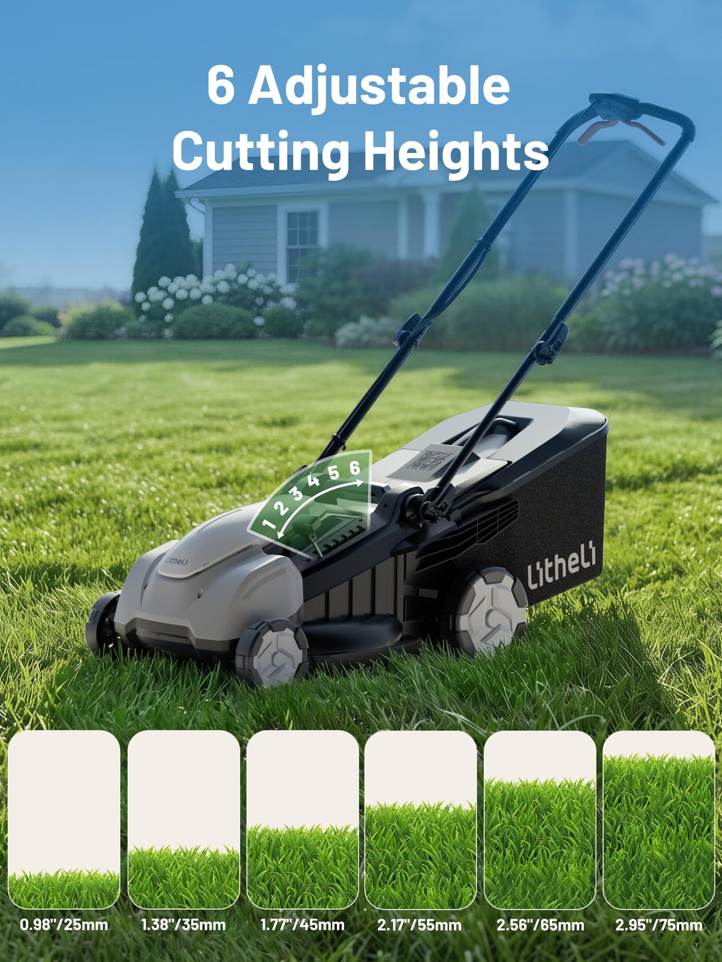 Litheli 18" Self-Propelled Lawn Mower, 40V Battery Lawn Mower(2 x 5.0Ah), Push Mower with Brushless Motor, 2-in-1 Mulching & Bagging