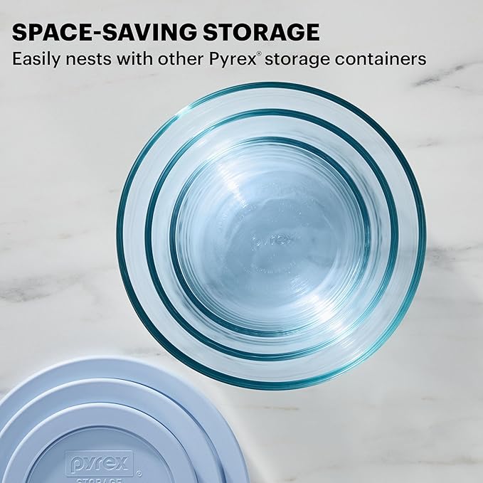 Pyrex Colors Tinted Small/Medium/Large Food Storage Container Set, Snug Fit