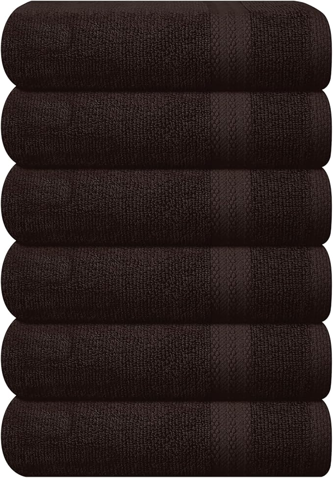 GLAMBURG Ultra Soft 6-Piece Hand Towel Set 16x28-100% Ringspun Cotton
