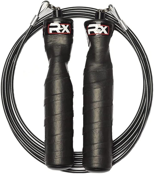 Rx Smart Gear Jump Rope - Black Ops Ergonomic Handles with Trans Black Cable Buff 3.4 8'6"| Jump Smart Weighted Speed Rope for Sports & Fitness, MMA, HIIT, Cardio & Functional Workout