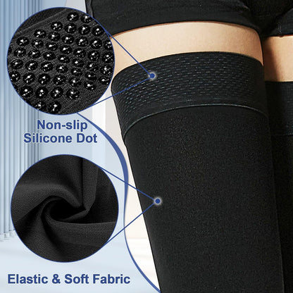 Beister Medical Closed Toe Thigh High Compression Stockings with Silicone Band for Women & Men, Firm 20-30 mmHg Graduated Support for Varicose Veins, Edema, Flight （1 Pair）