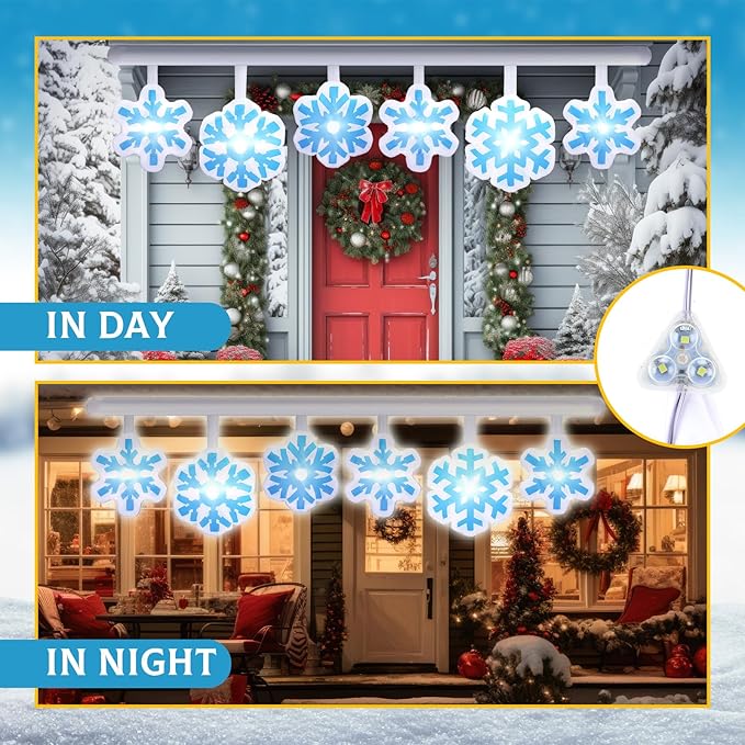 Retisee 14.5ft Long Winter Snowflake Inflatable Outdoor Decoration Christmas Blow up Hanging with Built in LED Lights for Christmas Winter Holiday Party Lawn Yard Outdoor Supplies Ornaments