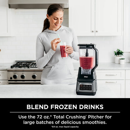 Ninja BL660 Professional Compact Smoothie & Food Processing Blender, 1100-Watts, 3 Functions -for Frozen Drinks, Smoothies, Sauces, & More, 72-oz.* Pitcher, (2) 16-oz. To-Go Cups & Spout Lids, Gray