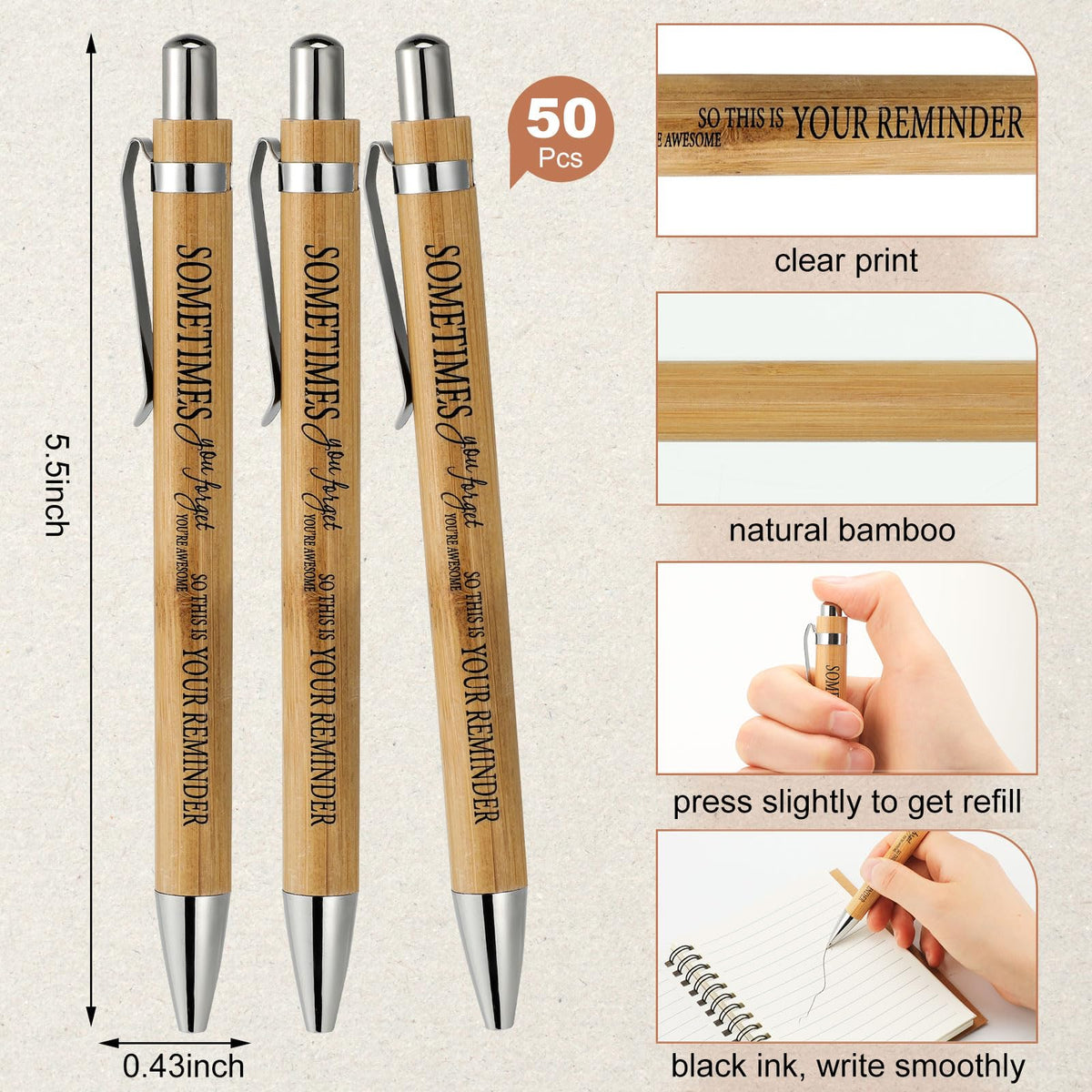 Yeaqee 100 Pcs Inspirational Gifts Set Include 50 Spiral Notebooks 50 Pens May You Be Proud of The Work You Do Motivational Thanks Gifts for Coworker Teachers Back to School(Motivational Style)
