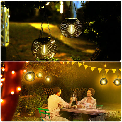 KagoLing Solar Lanterns, 2 Pack Solar Lantern Outdoor Garden with IP65 Waterproof Hanging Lights Auto On Off Metal Yard Art Garden Lights for Patio Lawn Table Fence Ornaments Warmwhite