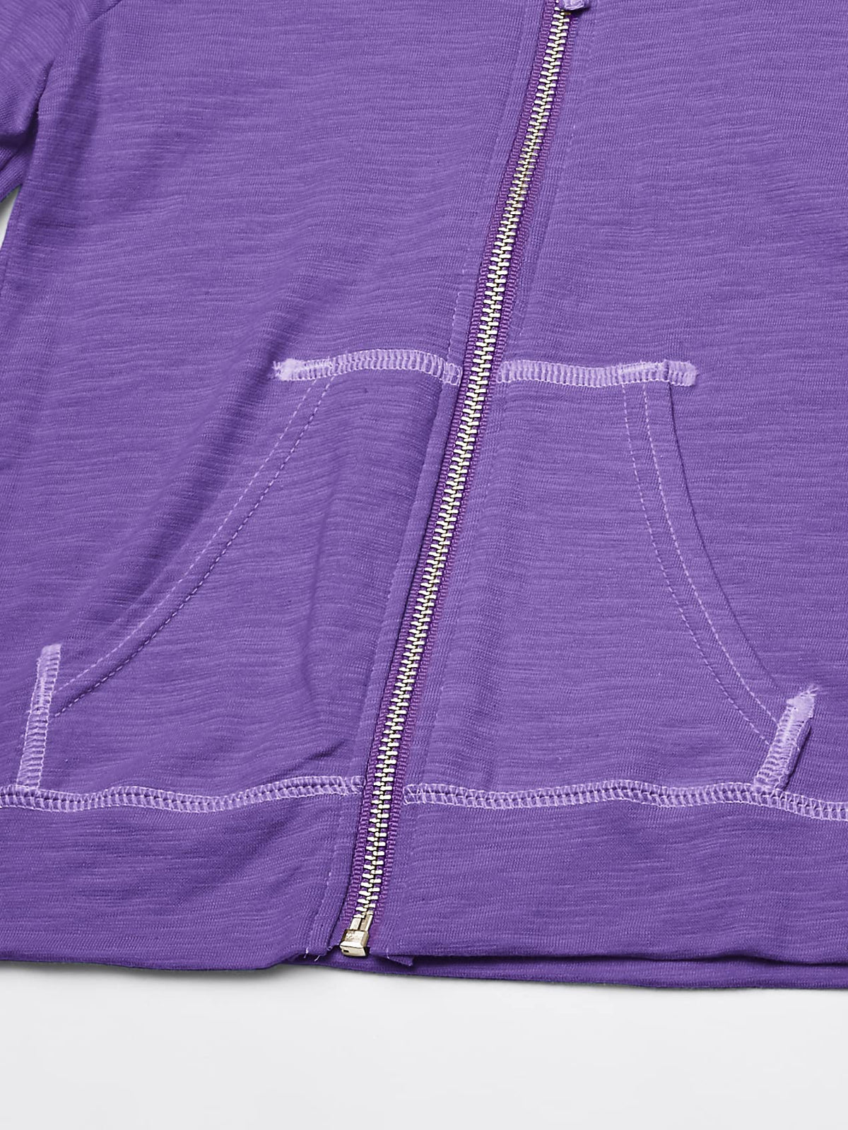 Hanes Girls Slub Jersey Full Zip Jacket Shirt, Purple Crush, Large US