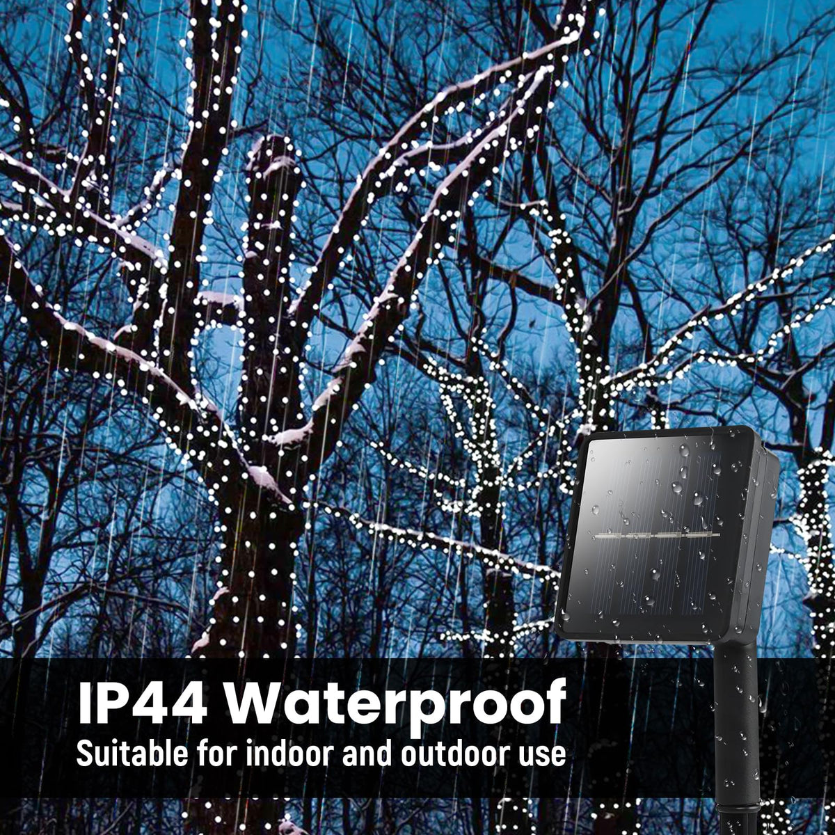 Dailyart Solar String Lights Outdoor, 2 Pack 200 Led Solar Fairy Lights for Outside Waterproof 145ft Cool White Solar Lights 8 Lighting Mode Solar String Lights for Outside,Garden,Courtyards,Trees