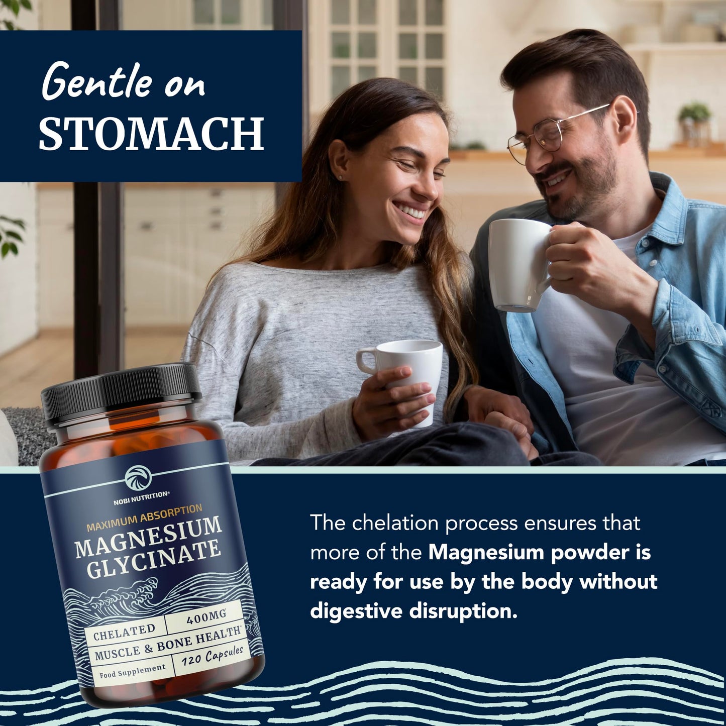 Magnesium Glycinate 400mg | Chelated Bisglycinate for Muscle Relaxation, Bones, Heart, Nerve, Sleep & Calm Support for Women & Men | High Absorption Magnesium Chelate Supplement | 120 Capsules