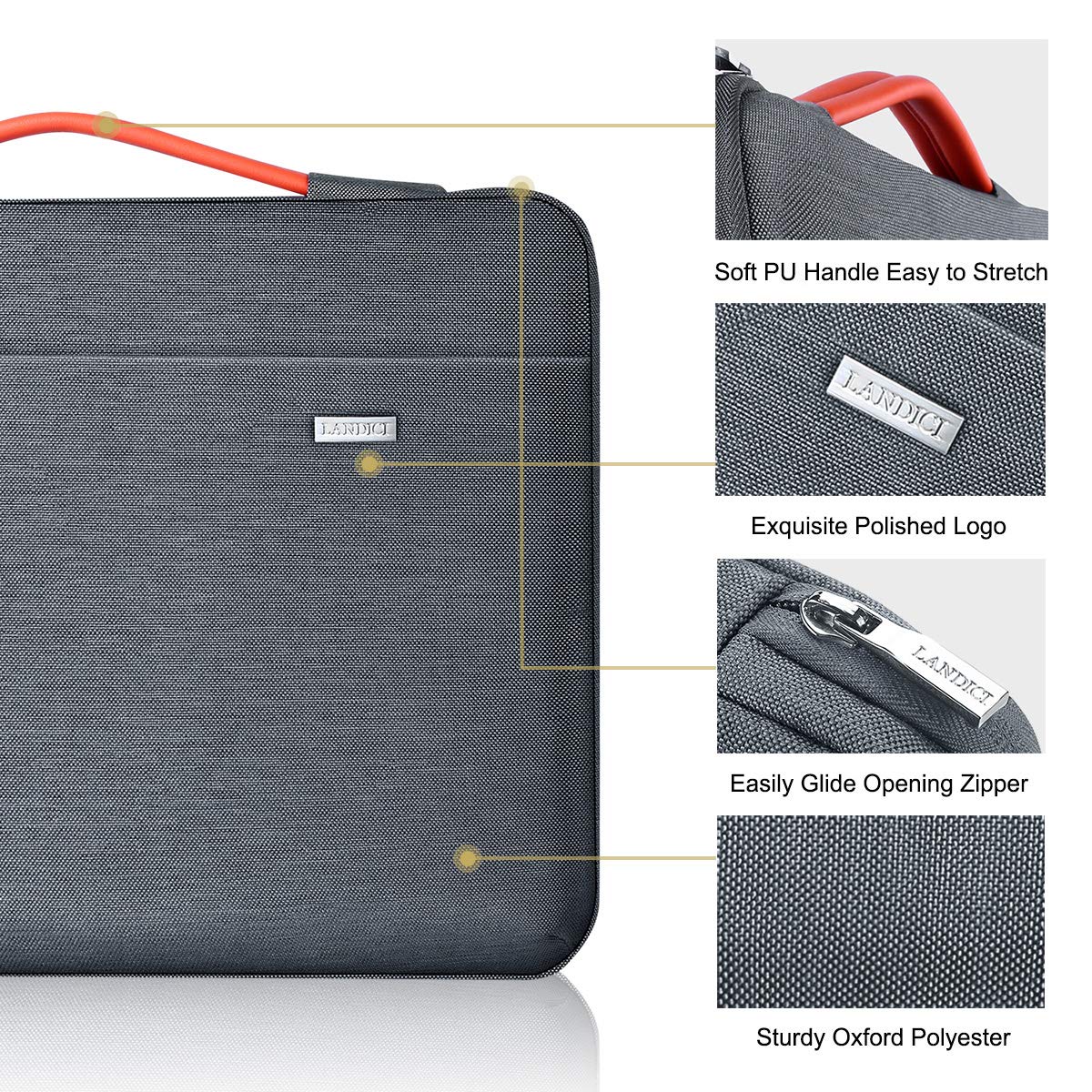 LANDICI 15.6 16 Inch Laptop Sleeve Carrying Case,360°Protective Waterproof Computer Cover Bag Compatible with MacBook Pro 16 M4 M3 M2 M1 Pro/Max 2024-2019,15-16 Inch Dell Hp Lenovo Acer Asus Notebook