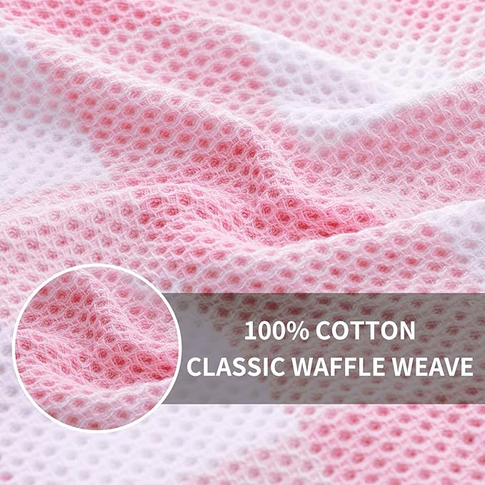 Homaxy 100% Cotton Waffle Weave Check Plaid Kitchen Towels, 13 x 28 Inches