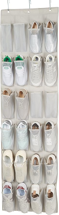 Amazon Basics 24 Medium Mesh Pocket Over-the-Door Hanging Shoe Organizer