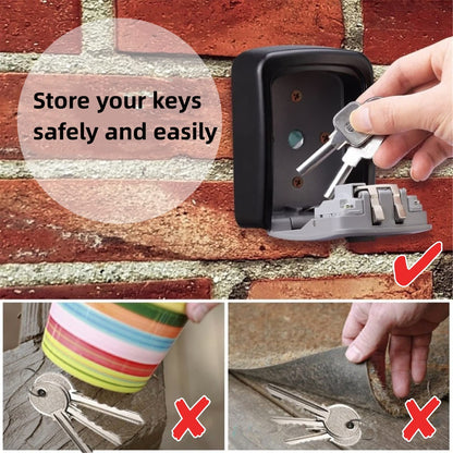 Lospu HY® Key Lock Box, 4 Digit Combination Key Storage Lockbox, Waterproof Wall Mount Key Safe Box for Indoor, Outdoor, Home, Hotels, Airbnb and Schools Grey