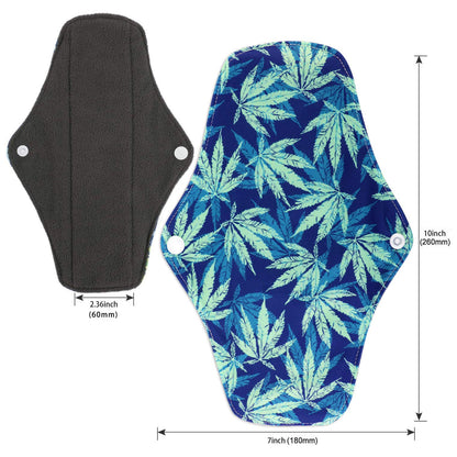 Reusable Menstrual Pads (7 in 1, 25.4cm 4 Layers), Bamboo Cloth Pads for Heavy Flow with Wet Bag, Large Sanitary Pads Set with Wings, Washable Overnight Cloth Panty Liners Period Pads