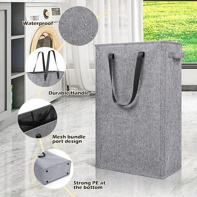 Odonata Slim Laundry Hamper Handles Collapsible Laundry Basket Thin Dirty