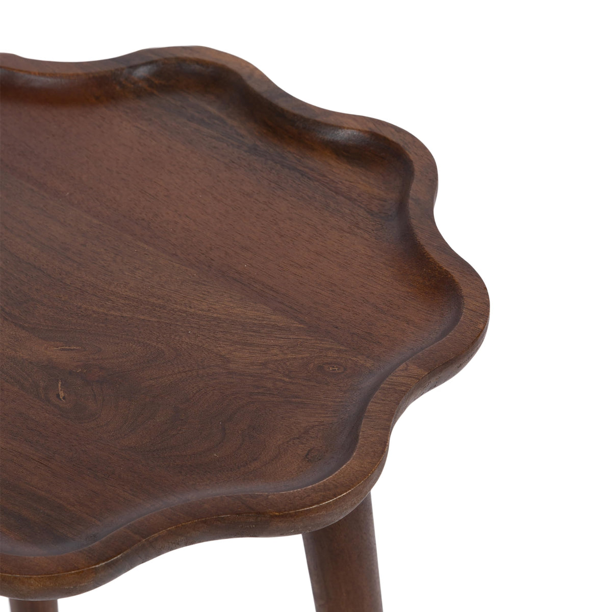 Kate and Laurel Alezar Modern Wooden Round Side Table, 15 x 15 x 22, Walnut Brown, Mid-Century Solid Wood End Table with Wavy Edge for Bedroom Nightstand or Living Room Accent Table