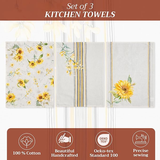 Maison d' Hermine Kitchen Towels Set of 3 100% Cotton 27.50" x 20" Reusable