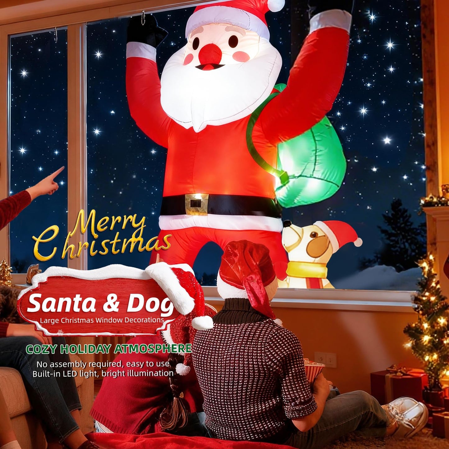 7 FT Outdoor Christmas Decorations Inflatables Climbing Santa Claus Decor with LED Lights, Christmas Blow Ups, Xmas Decorations for Window Roof Holiday Yard Party