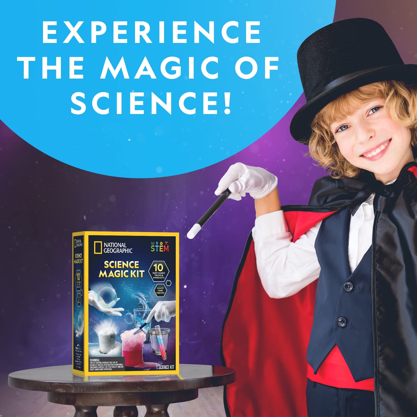 Blue Marble National Geographic Magic Chemistry Set – Science Kit for Kids with 10 Amazing Magic Tricks, STEM Projects and Science Experiments, Science Toys, Great Gift for Boys and Girls 8-12
