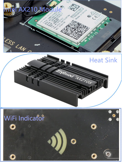 WiFi Card 5400Mbps 6E Wireless WiFi Bluetooth 5.3 PCIe Network Card, Intel WiFi 6E AX210 Chip, 6GHz/5GHz/2.4GHz PCI Express Bluetooth WiFi 6 Card for Desktop/PC Windows 11/10(64Bit)