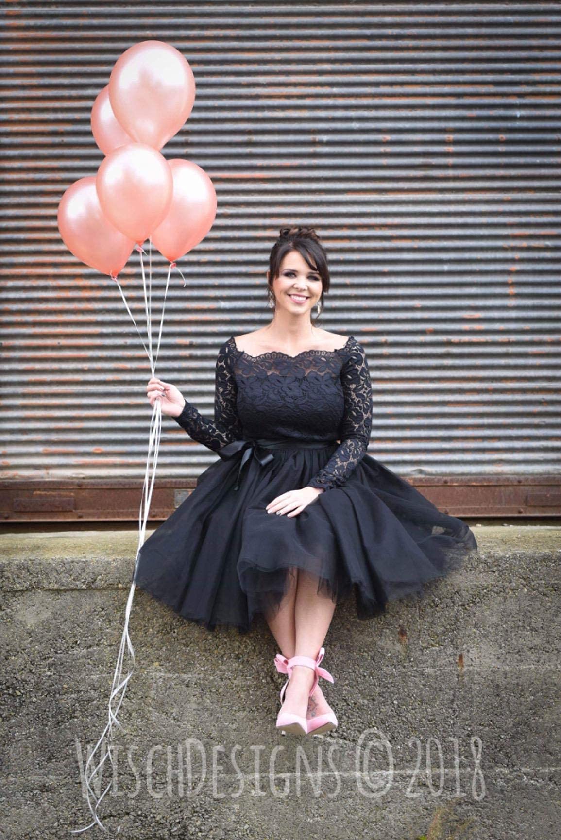 Halloween Black Tulle Skirt for Women A Line Homecoming Prom Party Dress Black M