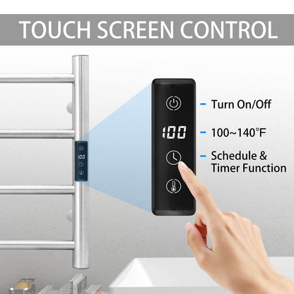 KEG Towel Warmer 8 Bars for Bathroom Freestanding or Wall Mounted Bath Towel Heater Plug-in with Built-in Timer Silver