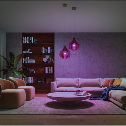 Philips Hue White and Colour Ambiance Smart Light Bulb 2 Pack 75W - 1100 Lumen [E27 Edison Screw] with Bluetooth. Works with Alexa, Google Assistant and Apple Homekit