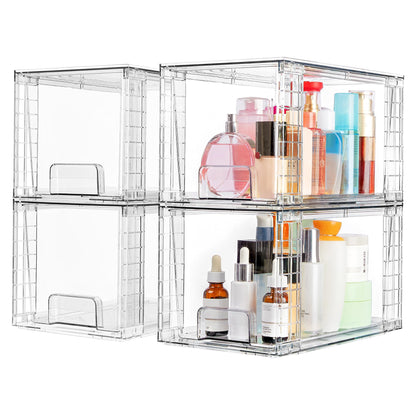 Vtopmart Clear Under Sink Organizer, 8 Pack Stackable Storage Drawers Set Designed to Fit Bathroom&Kitchen Under-Sink Organization