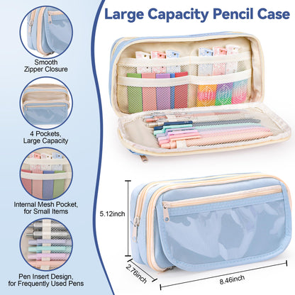 DazSpirit 61 PCS Aesthetic School Supplies with Cute Pencil Case, No Bleed Highlighters, Gel & Erasable Pens, Mechanical Pencils, Refills, Complete College Essentials Stationery Kit for Women
