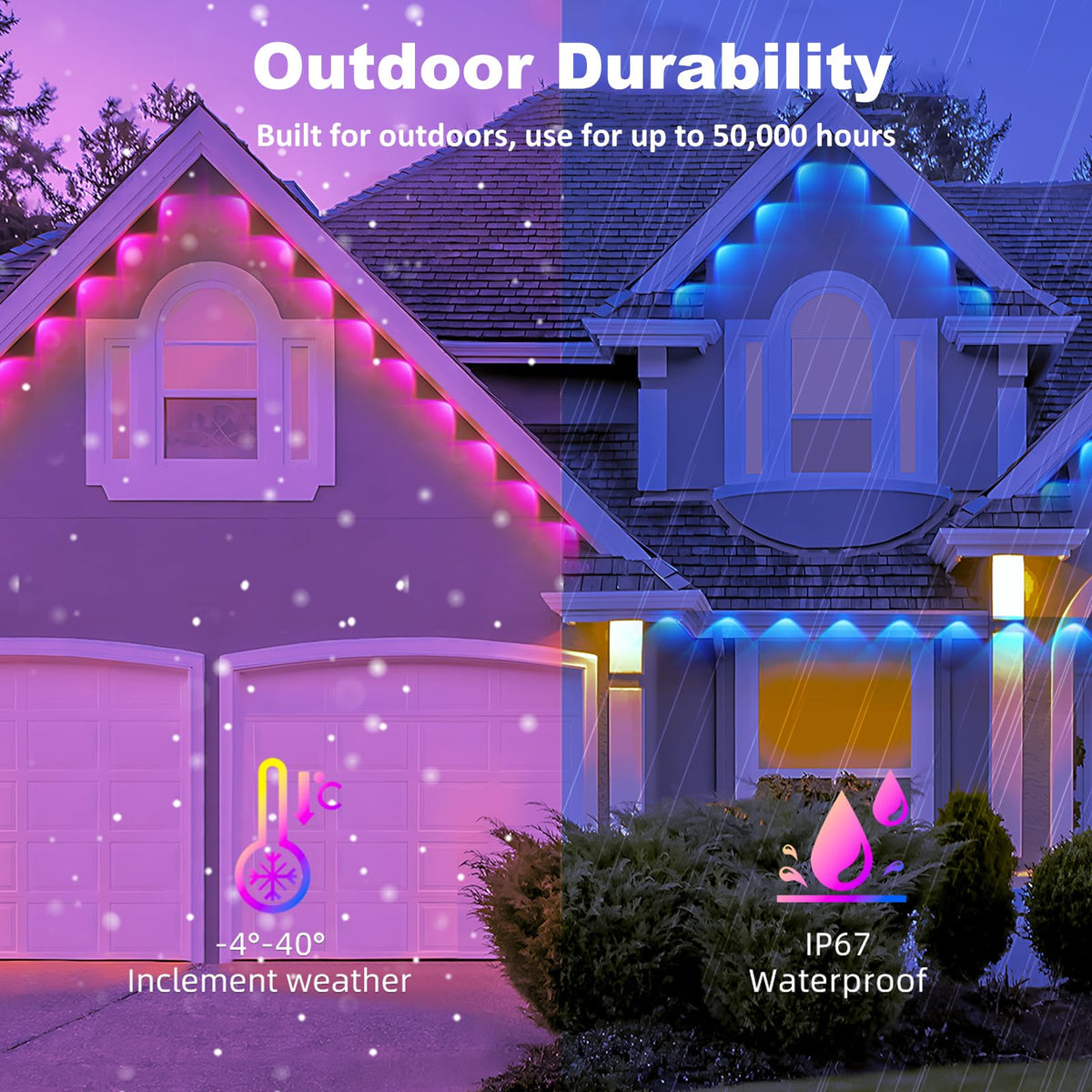 Permanent Outdoor Lights for House, 100ft 36 RGB LEDs Smart LED Eaves Light with Remote, 63 Scene Modes, IP67 Waterproof, Outdoor Christmas Light LED String Lights for Home Daily Holiday Party Decor