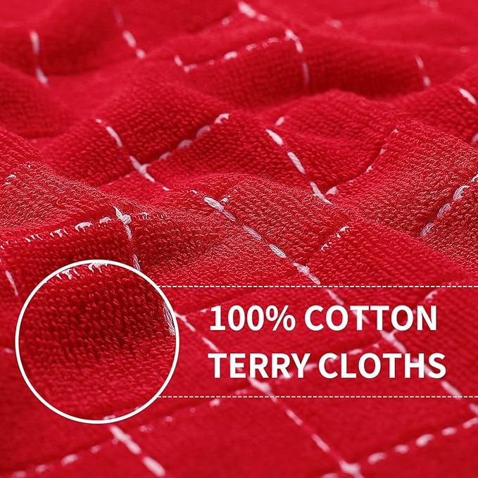 Homaxy 100% Cotton Terry Kitchen Towels, Checkered Designed, Soft and Super