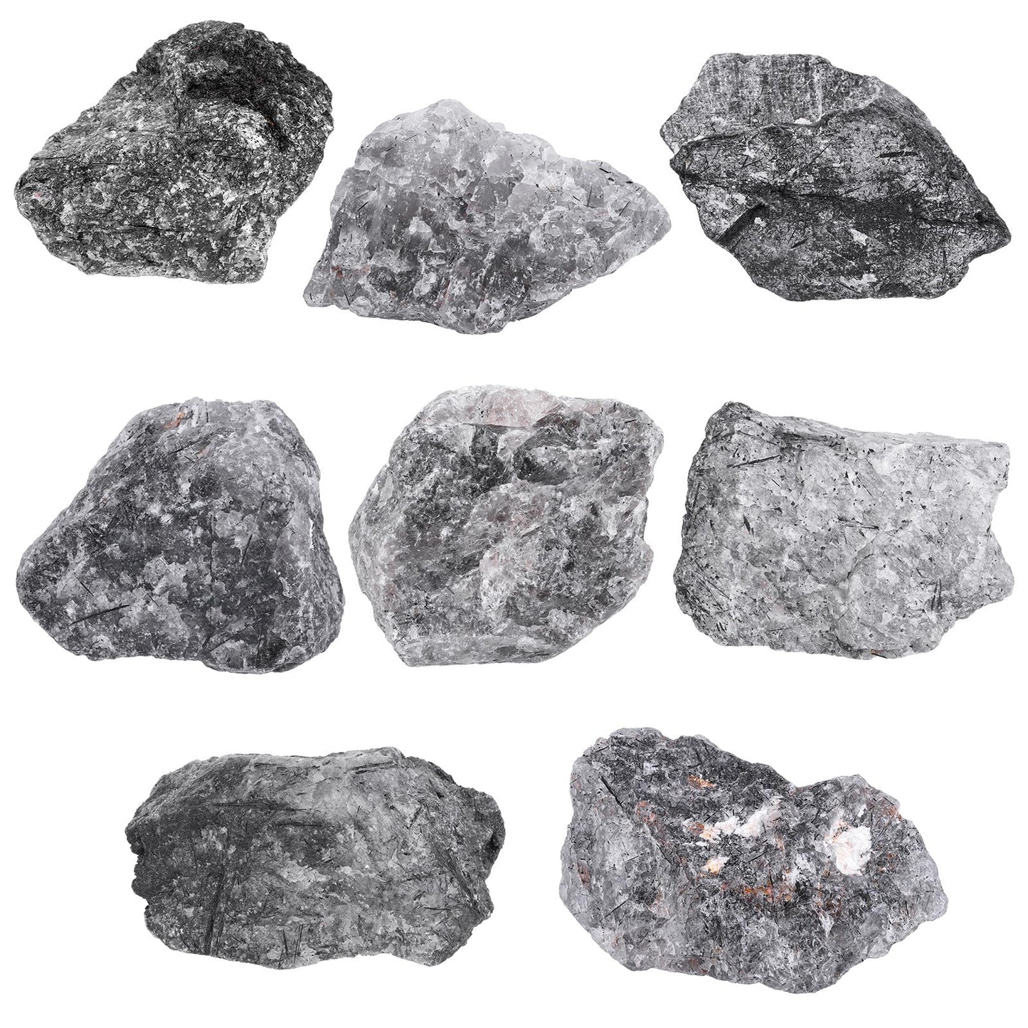 mookaitedecor Black Rutilated Quartz Raw Crystals and Healing Stones, Natural Rocks Mineral Specimen for Home Decor, 701-800g