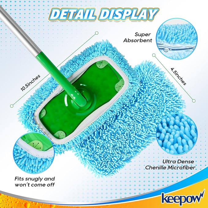 KEEPOW Reusable Dry Sweeping Cloths Microfiber Wet Pads Compatible