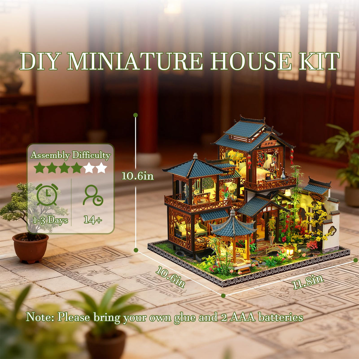 Miniature House Kit, Mini House Building Kit with Furniture, Miniature Kit for Adults Teen, Dollhouse Kit for Birthday Christmas