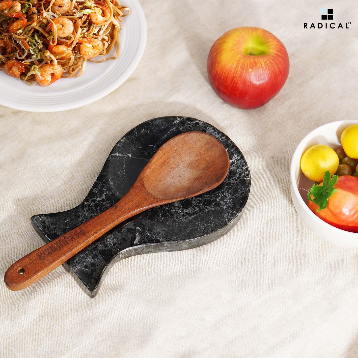 Radicaln Marble Spoon Rest for Stove Top 8" Inches Black Handmade Spoon Holder For Kitchen Utensils, Ideal Heat-Resistant Cooking Utensil Rest, Modern Farmhouse Kitchen Décor