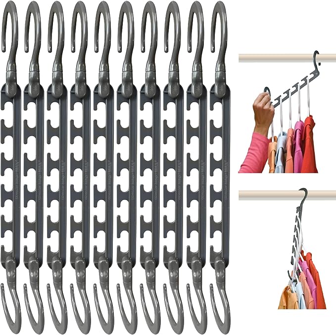 Wonder Hanger Max 10-Pack Space Saving Hangers, Reinforced Hooks Swivels 360°