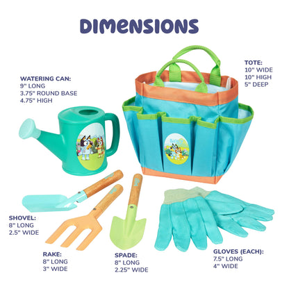BLUEY Gardening Set | Quality Garden Tool Kit for Kids and Toddlers | Includes Watering Can, Gloves, Two Shovels, Rake and Tote Bag