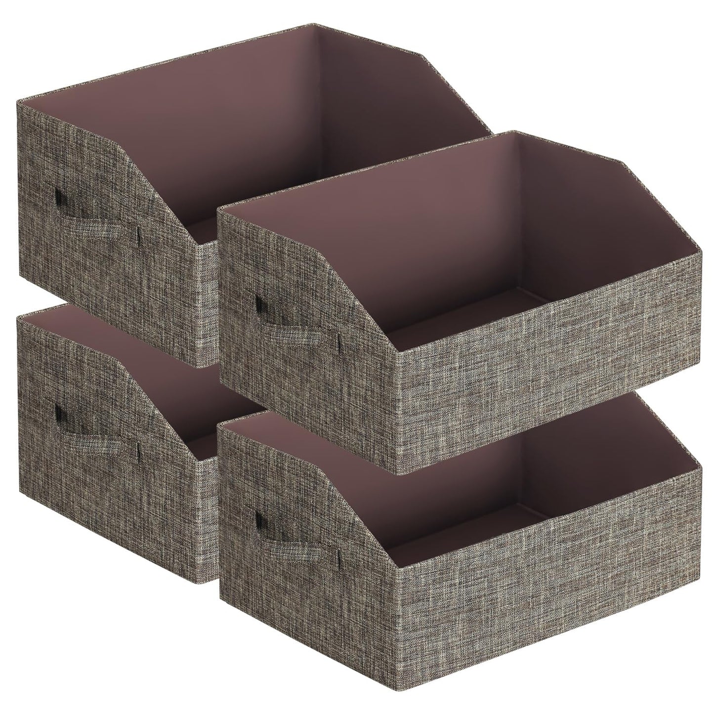 ORGMASTER Closet Organizer Bins, Fabric Storage Bins Foldable Storage Box Shelf Baskets Container Trapezoid Storage Bin for Organizing Home Office Shelves Wardrobe RV, 4 Pack, Brown