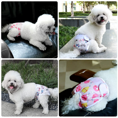COMSLE Dog Nappies Female Small 3 Pack, Dog Period Heat Pants in Season, Super Absorbent & Adjustable Sanitary Reusable Doggy Puppy Diapers