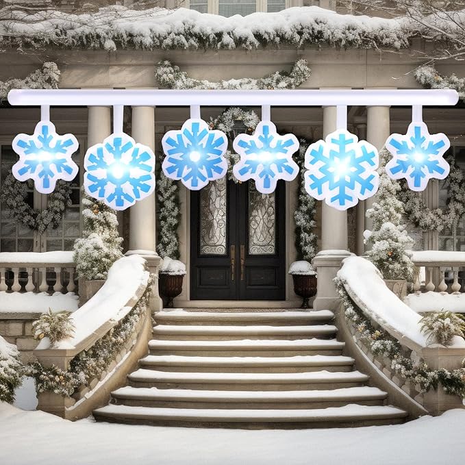 Retisee 14.5ft Long Winter Snowflake Inflatable Outdoor Decoration Christmas Blow up Hanging with Built in LED Lights for Christmas Winter Holiday Party Lawn Yard Outdoor Supplies Ornaments