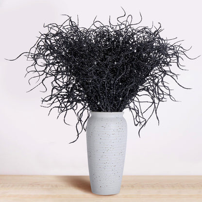 Watayo 50 Pcs Halloween Artificial Curly Willow Branches, Large 20" Fake Glitter Curly Twig Stems Ornaments, Faux Halloween Glitter Sticks Branches Picks for Wreath Vase Home Christmas Decor