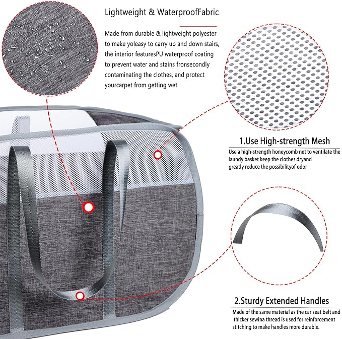 pop-up laundry basket，with Durable Handles collapsible Mesh laundry Hamper