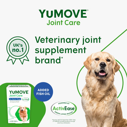 YuMOVE Senior Dog Joint Supplement, Higher Strength for Joint Care, Essential Hip & Joint Support for Older Dogs with Glucosamine, Chondroitin, Green Lipped Mussel, Aged 8+, 120 Tablets