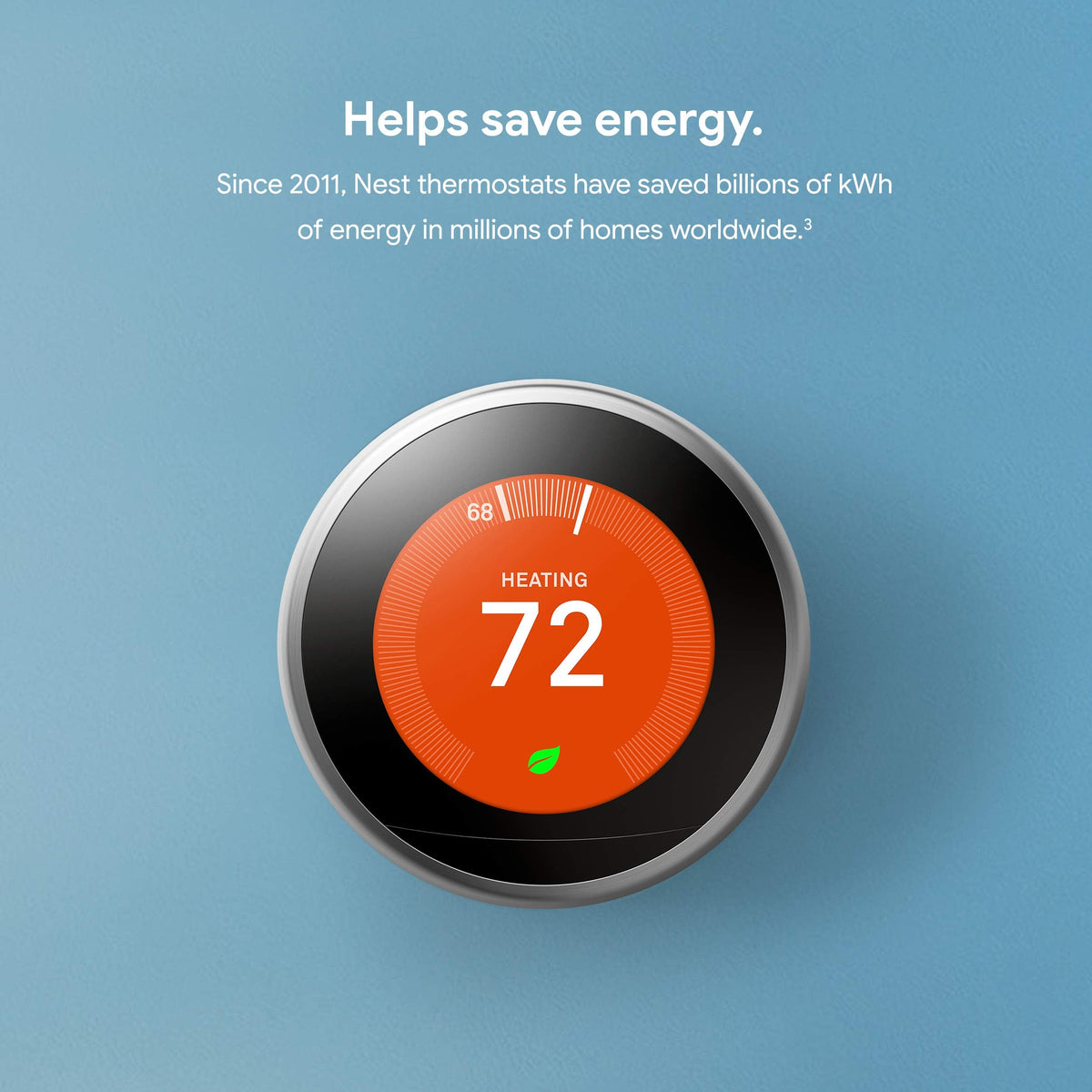 Google Nest Learning Thermostat - 3rd Gen (2015) - Programmable Smart Thermostat for Home - Works with Alexa - Stainless Steel