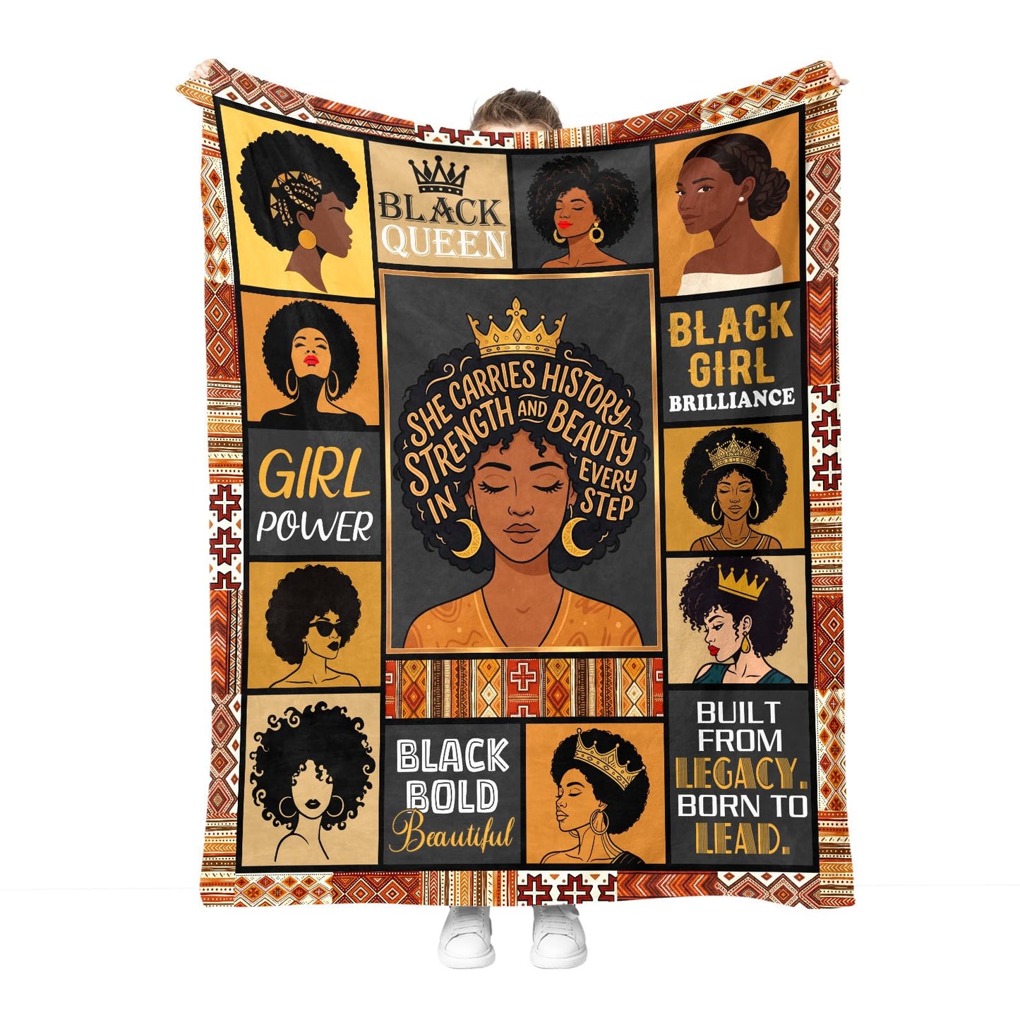 Hohoto Black Queen Throw Blanket, Birthday for Black Women Girls Teens, Soft Cozy Blanket for Couch Sofa Bed, Lightweight Warm Decorative Throw for Living Room Bedroom,50"x60"