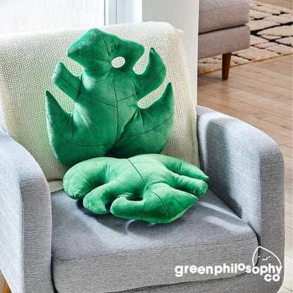 Green Philosophy Co. Monstera Leaf Pillow - Mossy Earth - Large Soft Plant-Shaped Plush Cushion for Couch, Bed, or Reading Nook - Cute & Unique Nature-Inspired Decor Super Soft & Cuddly Throw Pillow