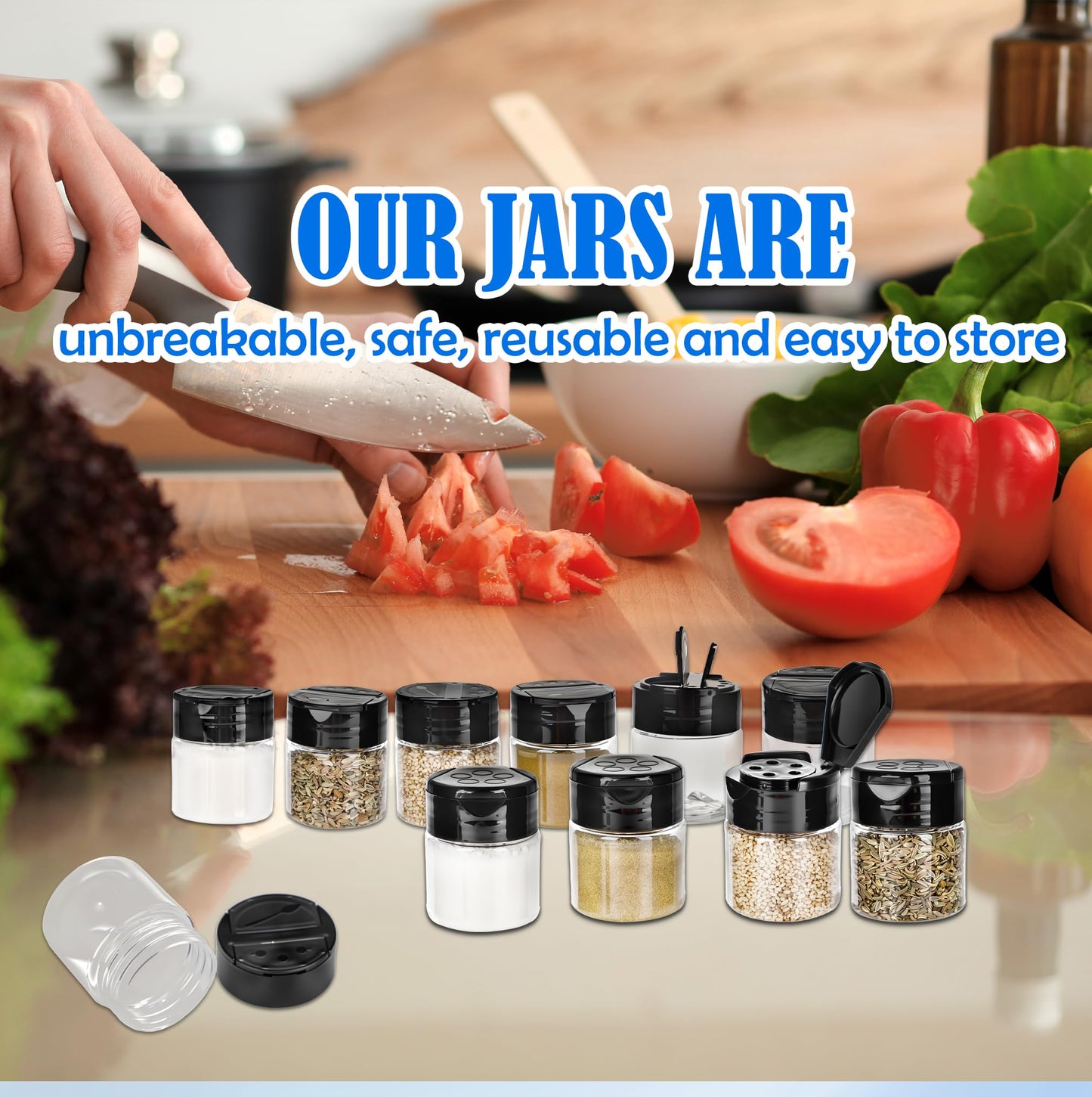 Conagel 30 Pack 1 oz Mini Plastic Spice Jars with Flip Caps Clear Empty Plastic Spice Bottles Round Food Safe Storage Containers for Kitchen Storing and Dispensing Salt Spice, 2 Styles