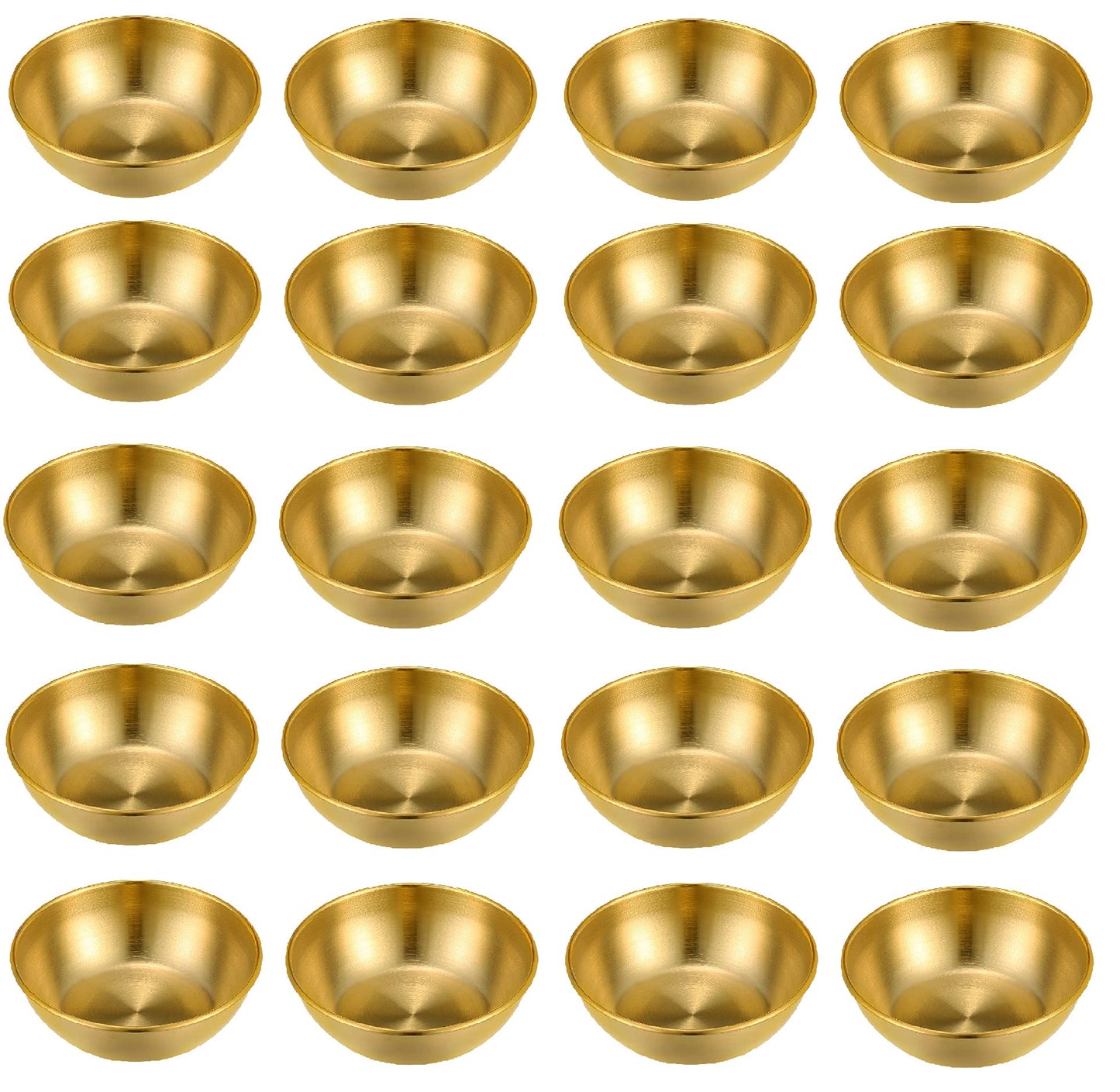 20pcs Golden Stainless Steel Sauce Dishes - Round Dipping Bowls for Condiments Seasoning Appetizers Stackable Mini Saucers for Kitchen Restaurant Sushi Restaurant 3.14 Inch