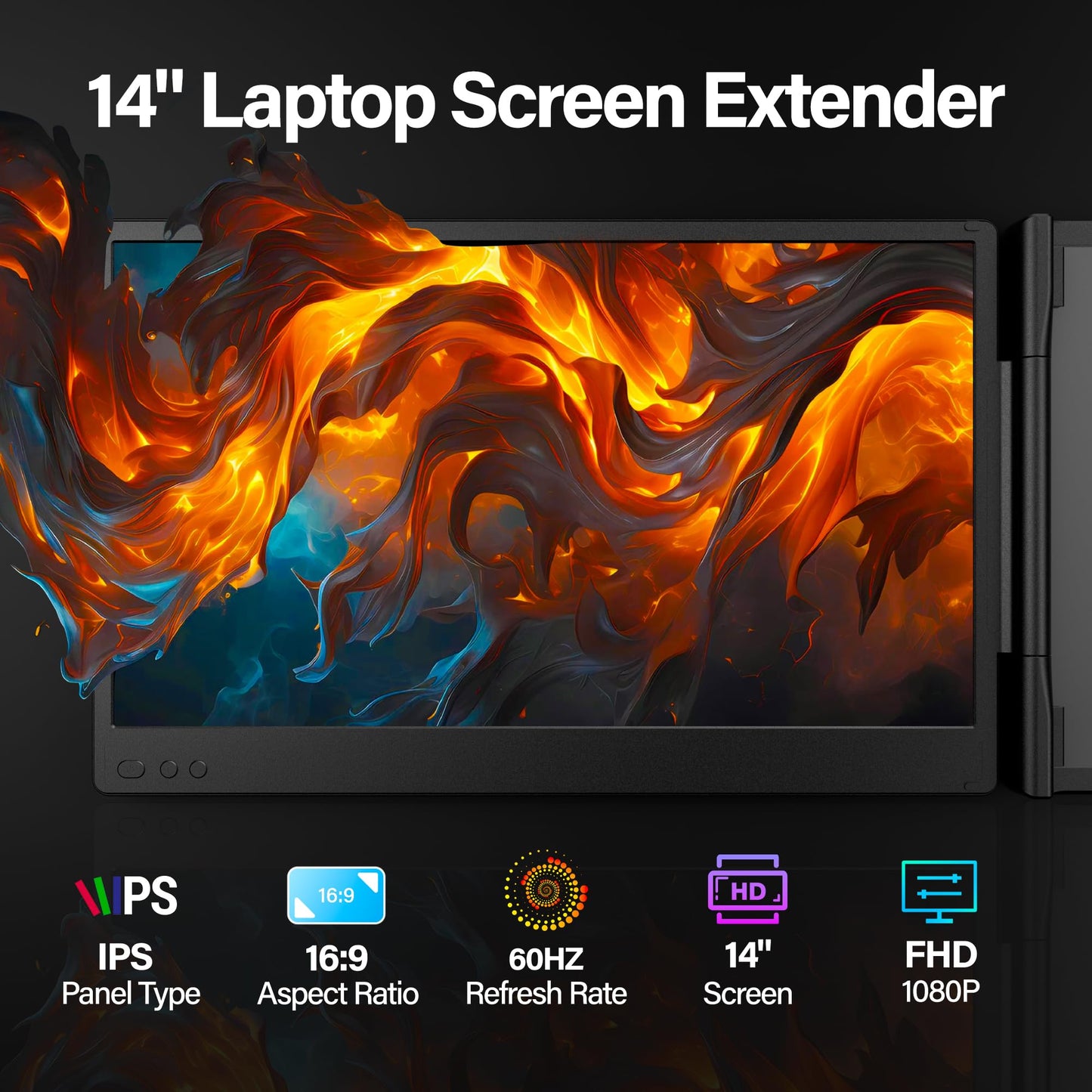 Laptop Screen Extender 0.17" Ultra-Thin, 14.2" FHD 1080P IPS Portable Monitor for Laptop, Dual Screen Travel Monitor Extender Suitable for 13"-17.3" Plug & Play for Windows/Mac/Android/Switch/PS-5