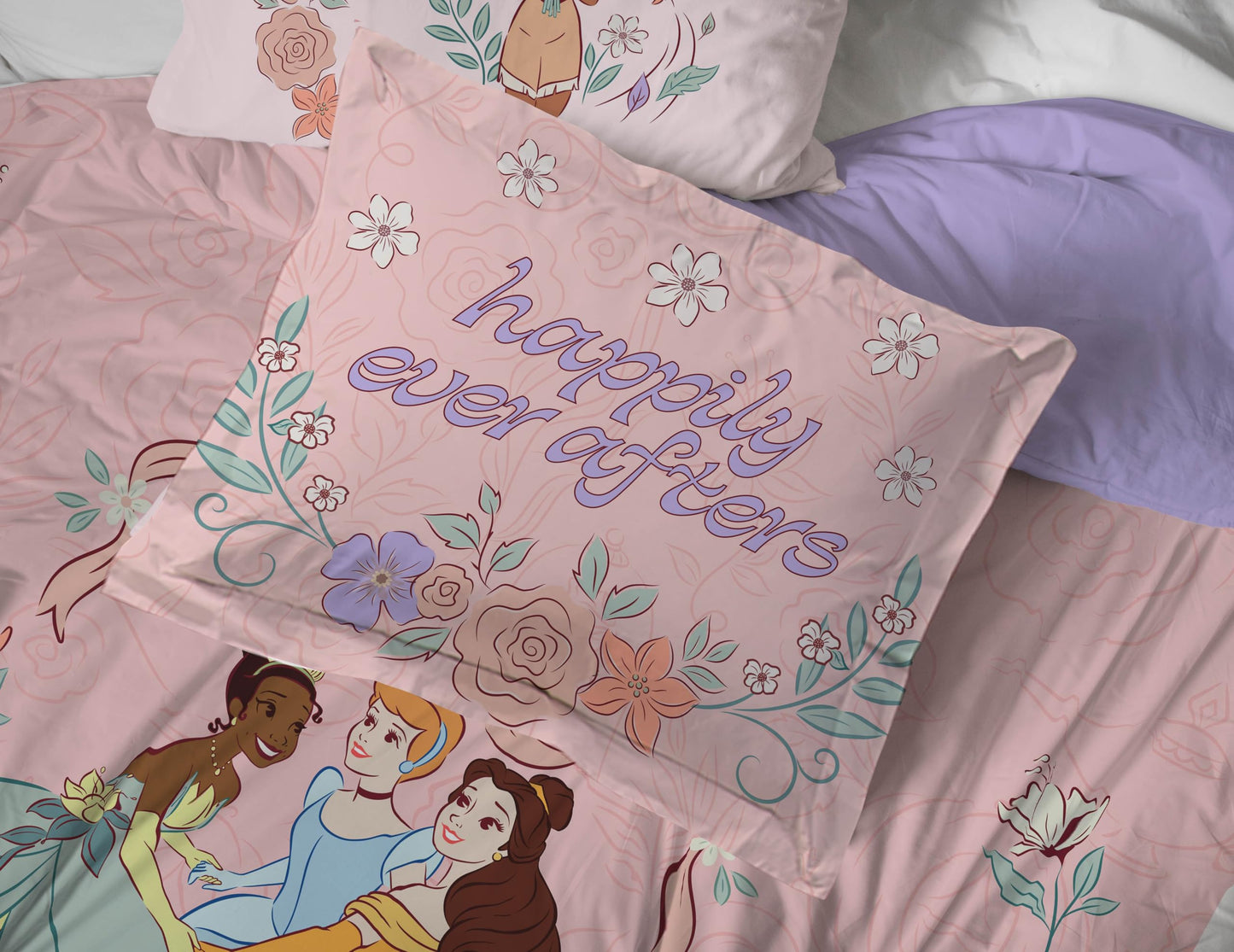 Jay Franco Kids Comforter Set Includes Sheets and Pillow Covers - Soft and Cozy Bed Set for Stylish Room Decor, Pink – Disney Princess, 5 Piece Twin
